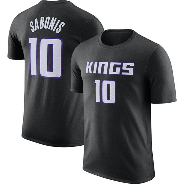 Men's Sacramento Kings #10 Domantas Sabonis Black 2022-23 Statement Edition Name & Number T-Shirt