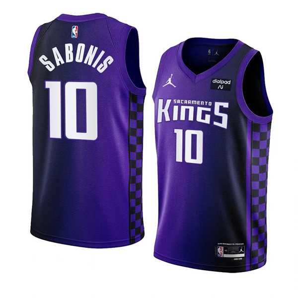 Men's Sacramento Kings #10 Domantas Sabonis Purple 2023-24 Statement Edition Swingman Stitched Jersey