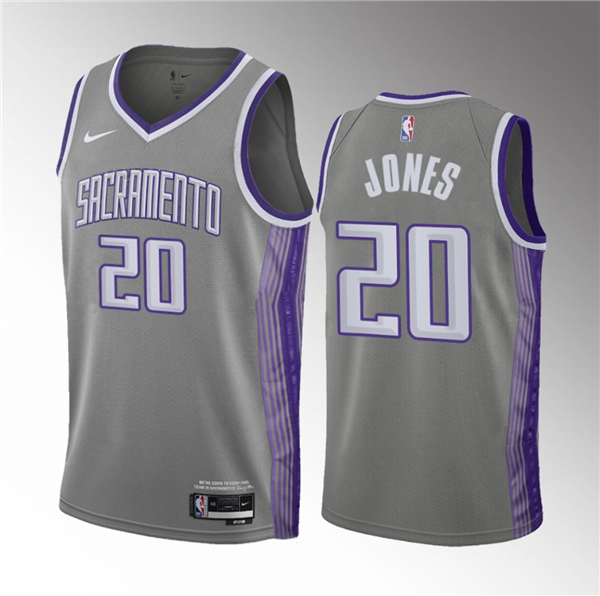 Men's Sacramento Kings #20 Colby Jones Gray 2023 Draft City Edition Stitched Jersey