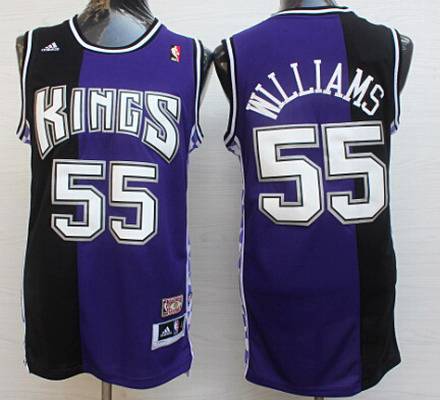 Men's Sacramento Kings #55 Jason Williams PurpleBlack Hardwood Classics Soul Swingman Throwback Jersey