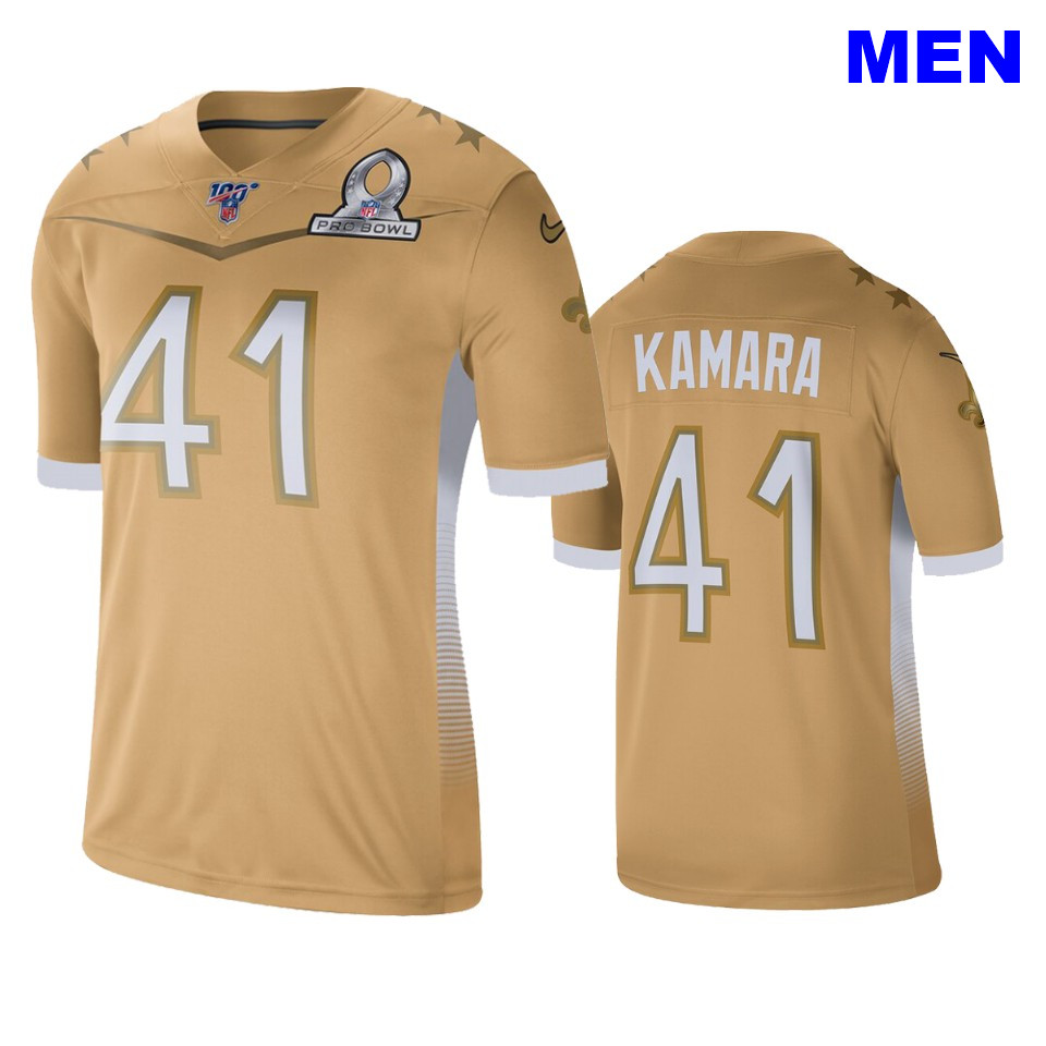 Men's Saints Alvin Kamara 2020 Pro Bowl NFC Gold Game Jersey