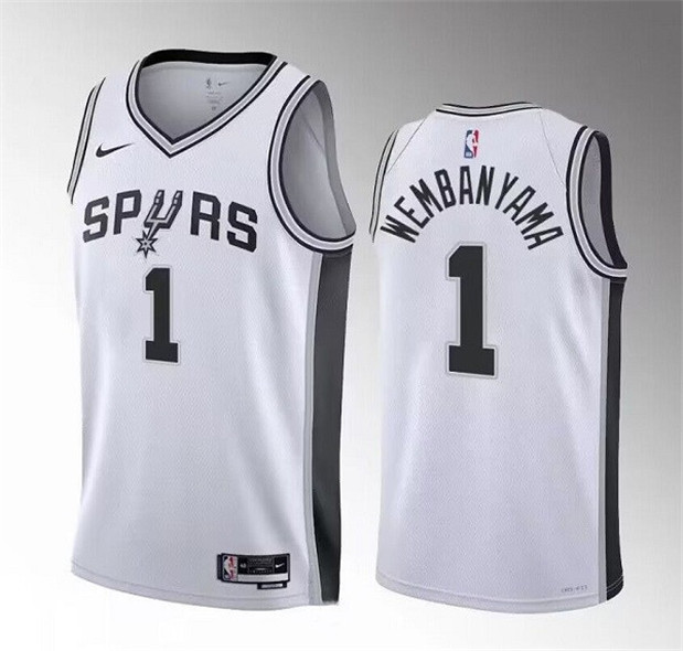 Men's San Antonio Spurs #1 Victor Wembanyama White 2022-23 Association Edition Stitched Basketball Jerseys