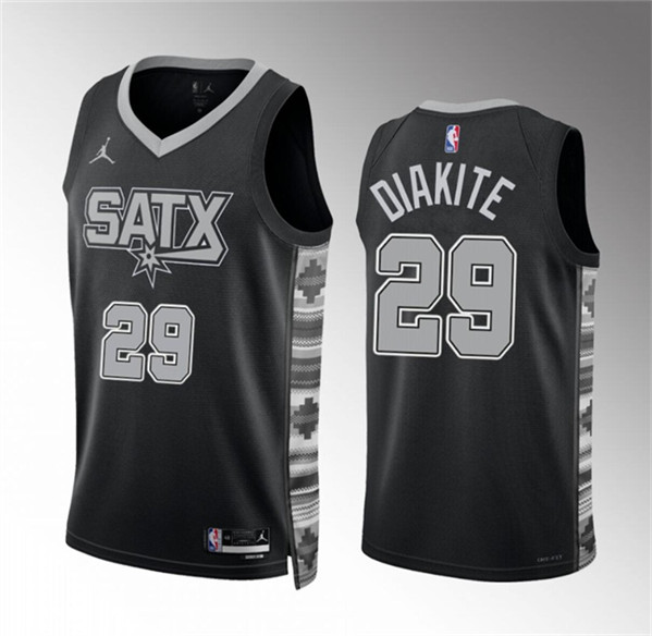 Men's San Antonio Spurs #29 Mamadi Diakite Black Statement Edition Stitched Basketball Jersey
