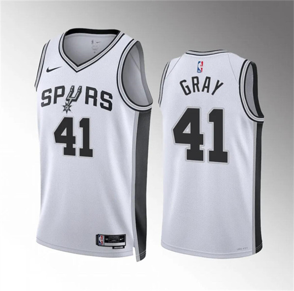 Men's San Antonio Spurs #41 Raiquan Gray White Association Edition Stitched Basketball Jersey