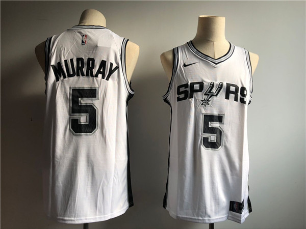 Men's San Antonio Spurs #5 Dejounte Murray Association Edition White Jersey