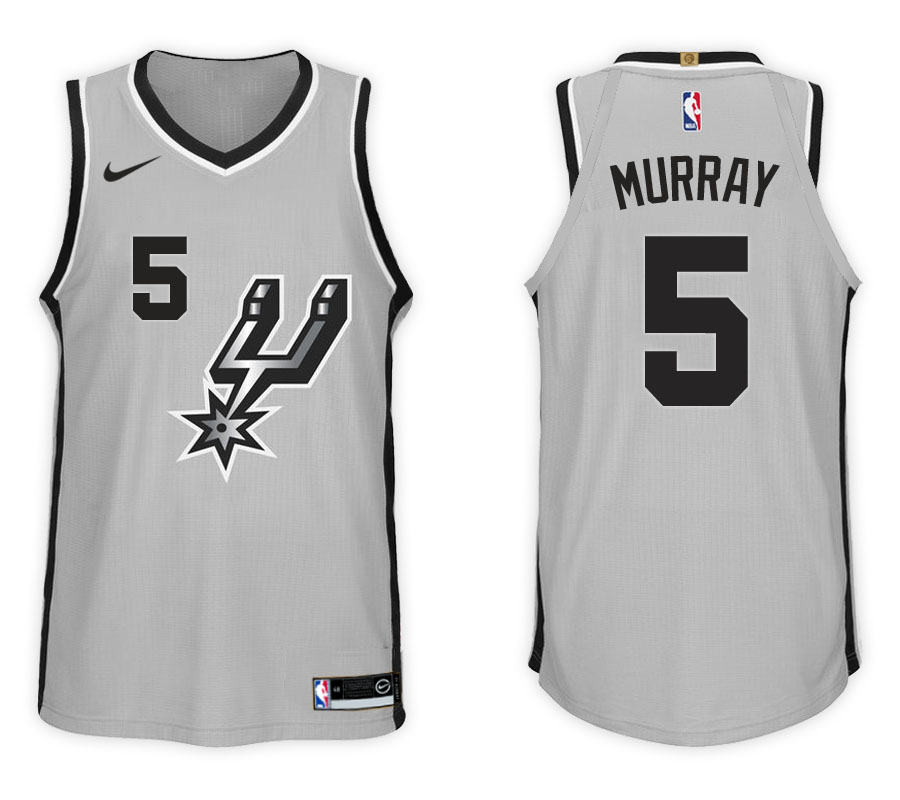Men's San Antonio Spurs Dejounte Murray #5 Statement New Season Silver Gray Jersey