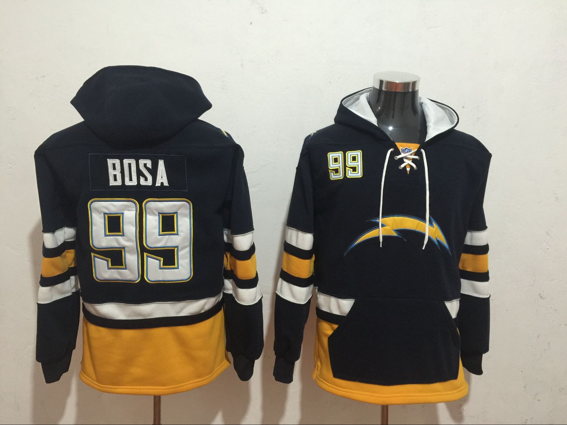Men's San Diego Chargers #99 Joey Bosa Navy Blue NEW Navy Blue Pocket Stitched NFL Pullover Hoodie