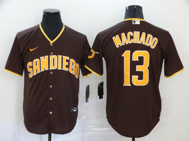 Men's San Diego Padres #13 Manny Machado Brown Stitched MLB Cool Base Nike Jersey