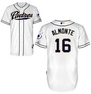 Men's San Diego Padres #16 Abraham Almonte White Jersey