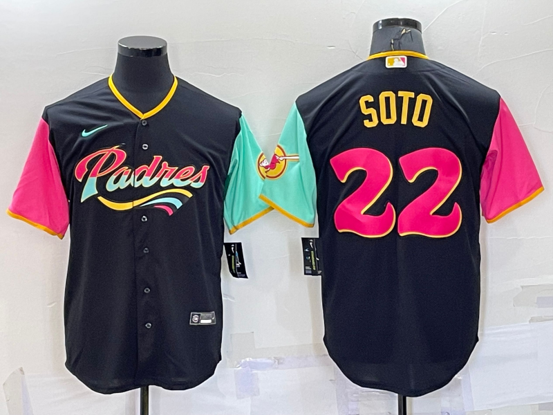 Men's San Diego Padres #22 Juan Soto Black 2022 City Connect Cool Base Stitched Jersey