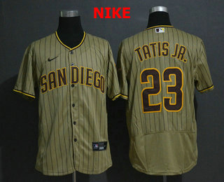 Men's San Diego Padres #23 Fernando Tatis Jr. Gray Pinstripe Stitched MLB Flex Base Nike Jersey