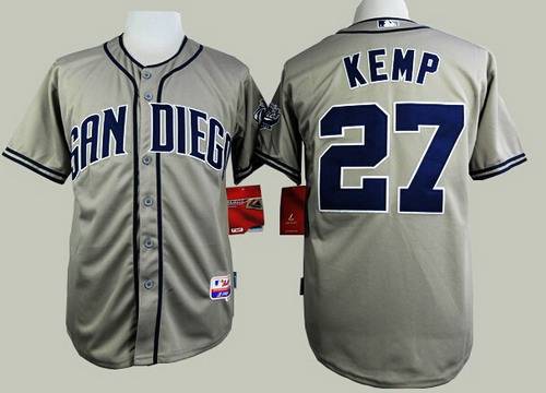 Men's San Diego Padres #27 Matt Kemp Gray Jersey
