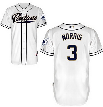 Men's San Diego Padres #3 Derek Norris White Jersey