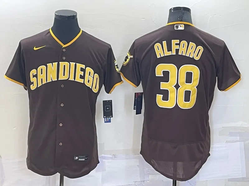 Men's San Diego Padres #38 Jorge Alfaro Brown Stitched MLB Flex Base Nike Jersey