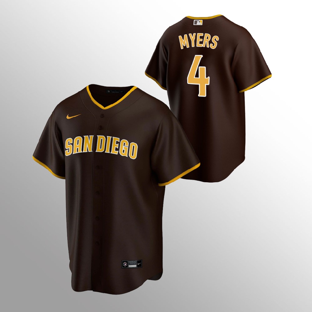 Men's San Diego Padres #4 Wil Myers Brown Replica Nike Road Jersey