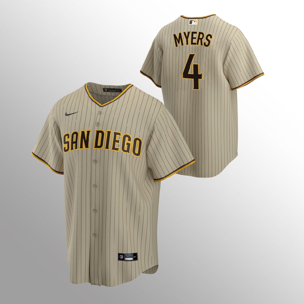 Men's San Diego Padres #4 Wil Myers Sand Brown Nike 2020 Replica Alternate Jersey