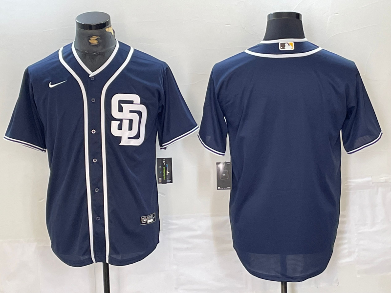 Men's San Diego Padres Blank Navy Blue Cool Base Stitched Baseball Jersey
