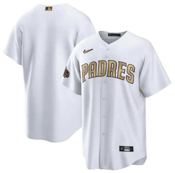 Men's San Diego Padres Blank White 2022 All-Star Cool Base Stitched Baseball Jersey