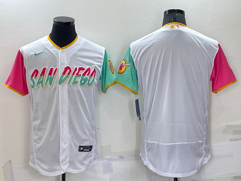 Men's San Diego Padres Blank White 2022 City Connect Flex Base Stitched Jersey