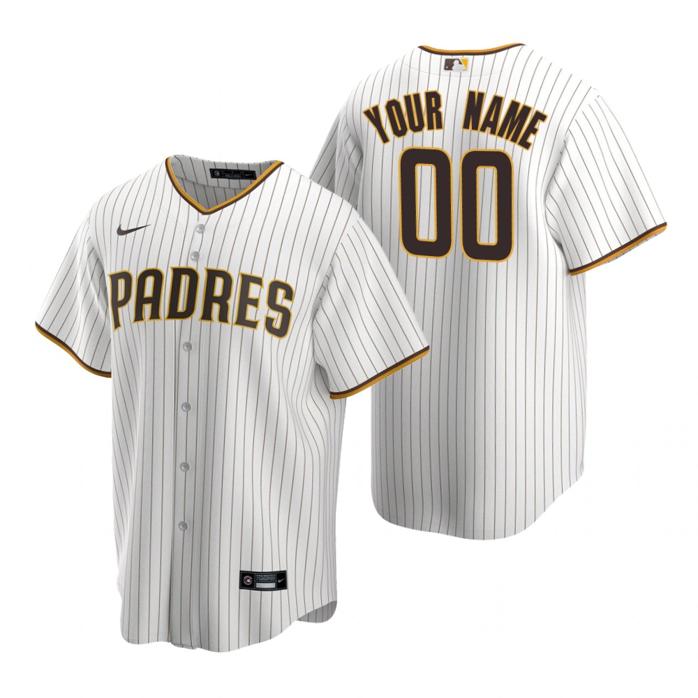 Men's San Diego Padres Custom Nike White Brown Stitched MLB Cool Base Home Jersey