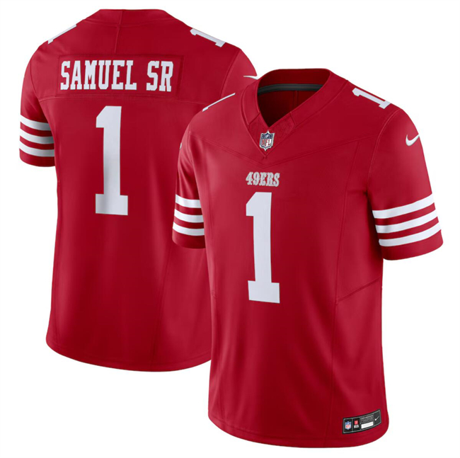 Men's San Francisco 49ers #1 Deebo Samuel Red 2024 F.U.S.E. Vapor Untouchable Limited Football Stitched Jersey