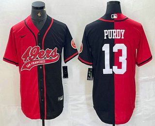 Men's San Francisco 49ers #13 Brock Purdy Red Black Two Tone Cool Base Stitched Baseball Jersey