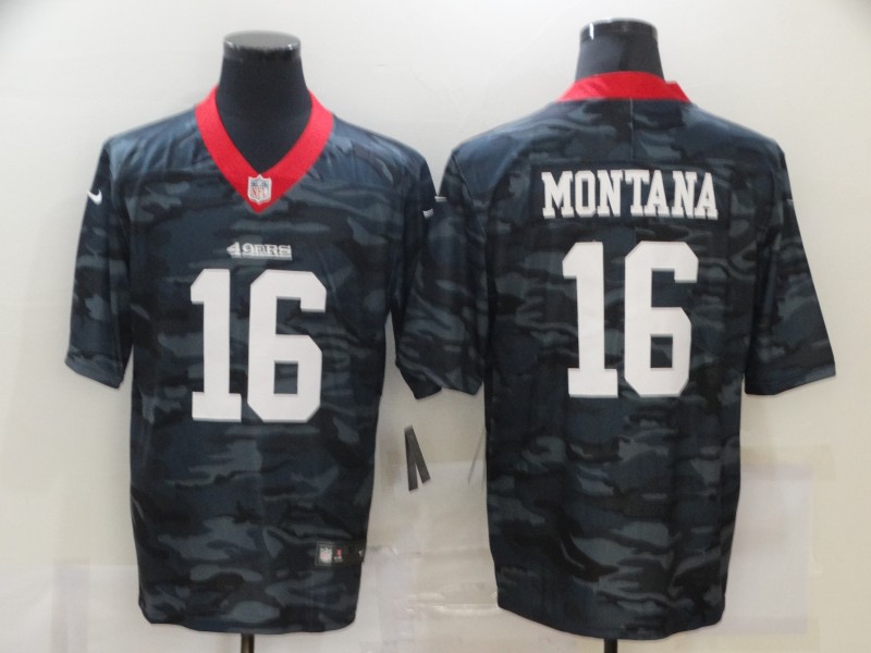 Men's San Francisco 49ers #16 Joe Montana 2020 Camo Limited Stitched Nike NFL Jersey