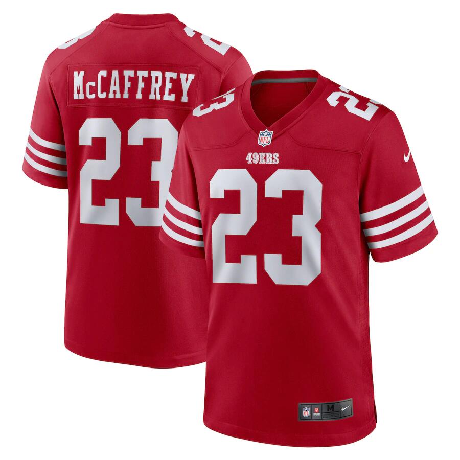 Men's San Francisco 49ers #23 Christian McCaffrey Red Stitched Football Jersey