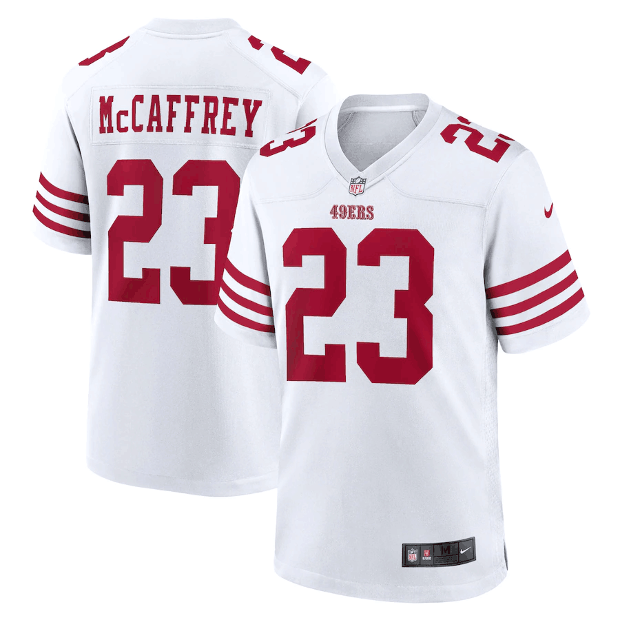 Men's San Francisco 49ers #23 Christian McCaffrey White Stitched Football Jersey