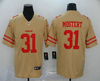 Men's San Francisco 49ers #31 Raheem Mostert Gold 2019 Inverted Legend Stitched NFL Nike Limited Jersey