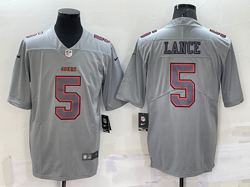 Men's San Francisco 49ers #5 Trey Lance Grey Atmosphere Fashion Vapor Untouchable Stitched Limited Jersey