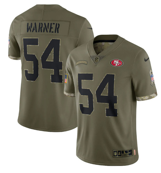 Men's San Francisco 49ers #54 Fred Warner 2022 Olive Salute To Service Limited Stitched Jersey