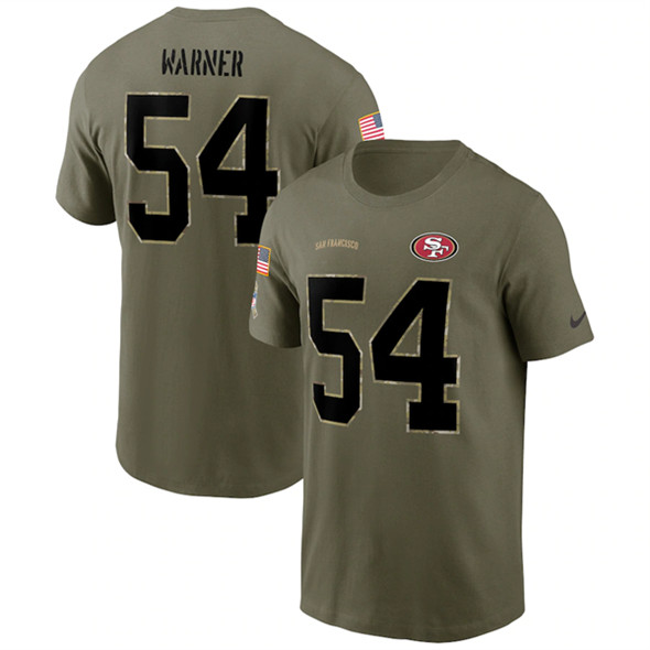 Men's San Francisco 49ers #54 Fred Warner 2022 Olive Salute to Service T-Shirt