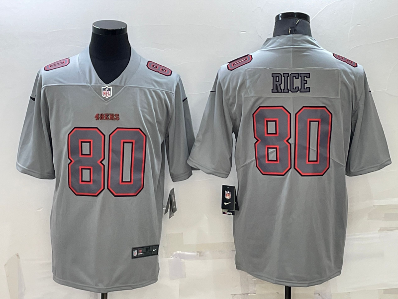Men's San Francisco 49ers #80 Jerry Rice Grey Atmosphere Fashion 2022 Vapor Untouchable Stitched Limited Jersey