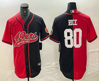 Men's San Francisco 49ers #80 Jerry Rice Red Black Two Tone Cool Base Stitched Baseball Jersey