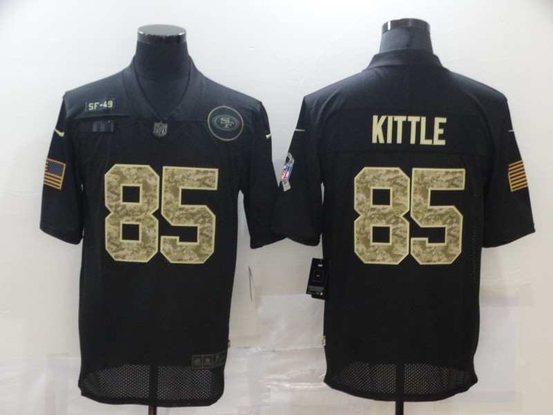 Men's San Francisco 49ers #85 George Kittle Black Camo 2020 Salute To Service Stitched NFL Nike Limited Jersey