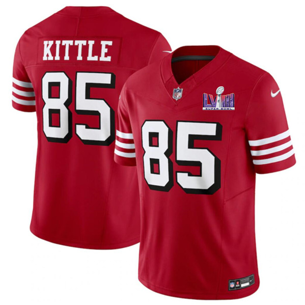 Men's San Francisco 49ers #85 George Kittle New Red 2024 F.U.S.E. Super Bowl LVIII Patch Vapor Untouchable Limited Football Stitched Jersey