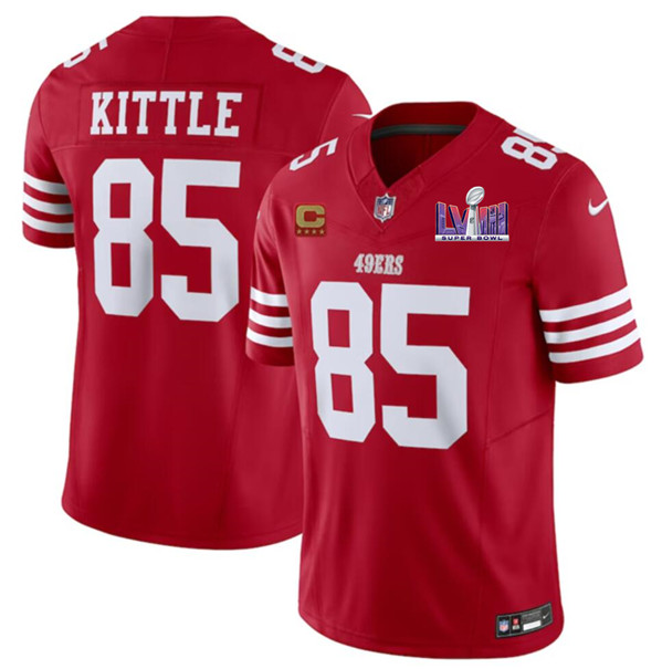 Men's San Francisco 49ers #85 George Kittle Red 2024 F.U.S.E. Super Bowl LVIII Patch And 4-star C Patch Vapor Untouchable Limited Football Stitched Jersey