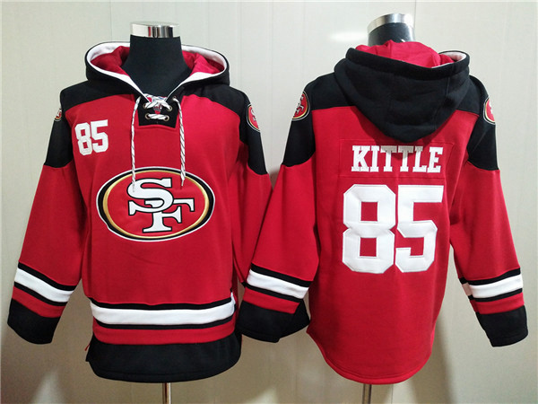 Men's San Francisco 49ers #85 George Kittle Red All Stitched Sweatshirt Hoodie