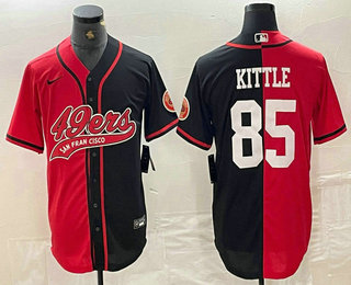 Men's San Francisco 49ers #85 George Kittle Red Black Two Tone Cool Base Stitched Baseball Jersey