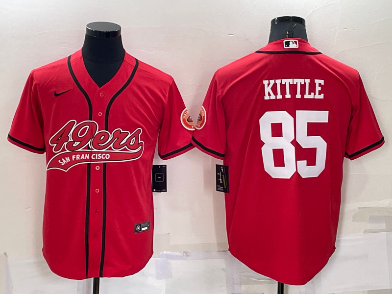 Men's San Francisco 49ers #85 George Kittle Red Stitched Cool Base Nike Baseball Jersey