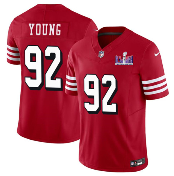 Men's San Francisco 49ers #92 Chase Young New Red 2024 F.U.S.E. Super Bowl LVIII Patch Vapor Untouchable Limited Football Stitched Jersey