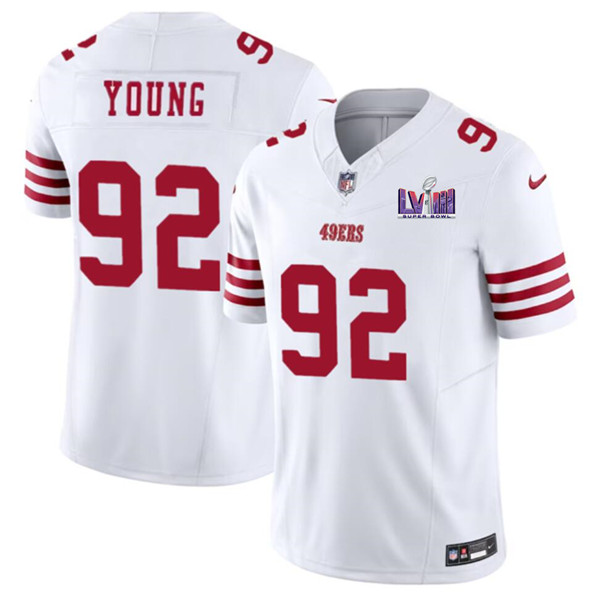Men's San Francisco 49ers #92 Chase Young White 2024 F.U.S.E. Super Bowl LVIII Patch Vapor Untouchable Limited Football Stitched Jersey