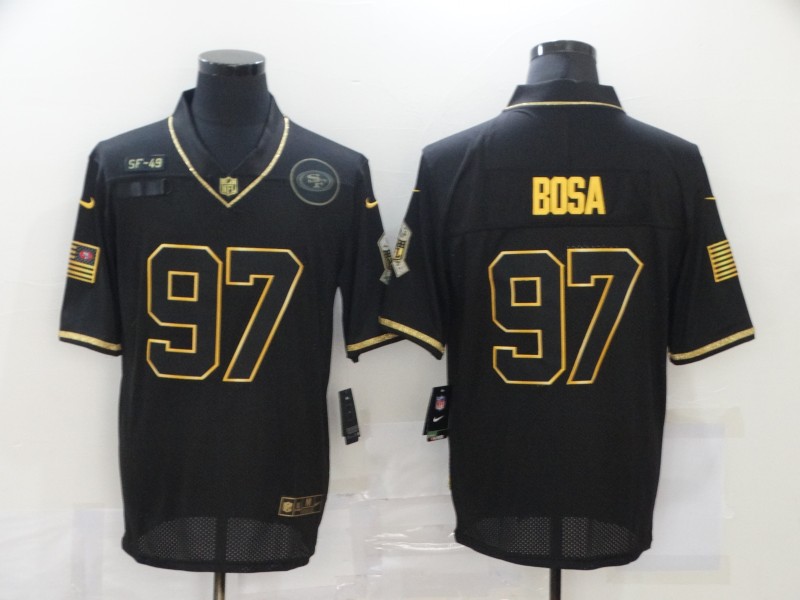 Men's San Francisco 49ers #97 Nick Bosa Black Gold 2020 Salute To Service Stitched NFL Nike Limited Jersey