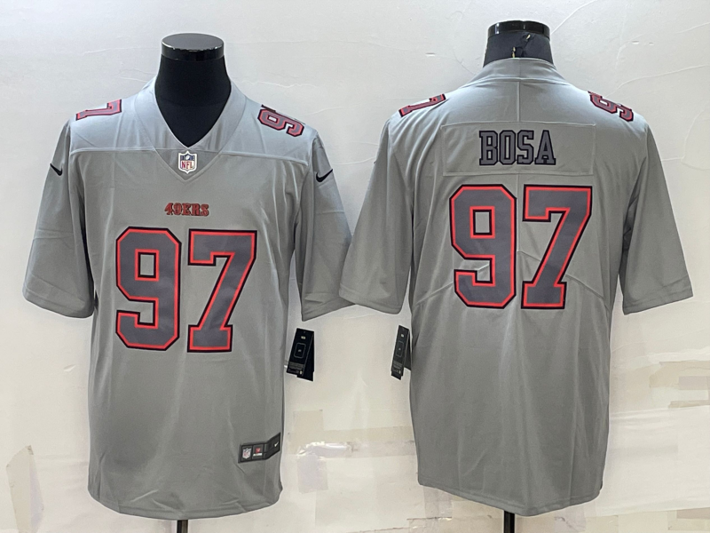 Men's San Francisco 49ers #97 Nick Bosa Grey Atmosphere Fashion 2022 Vapor Untouchable Stitched Limited Jersey
