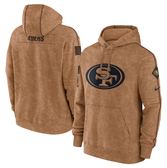 Men's San Francisco 49ers 2023 Brown Salute To Service Pullover Hoodie