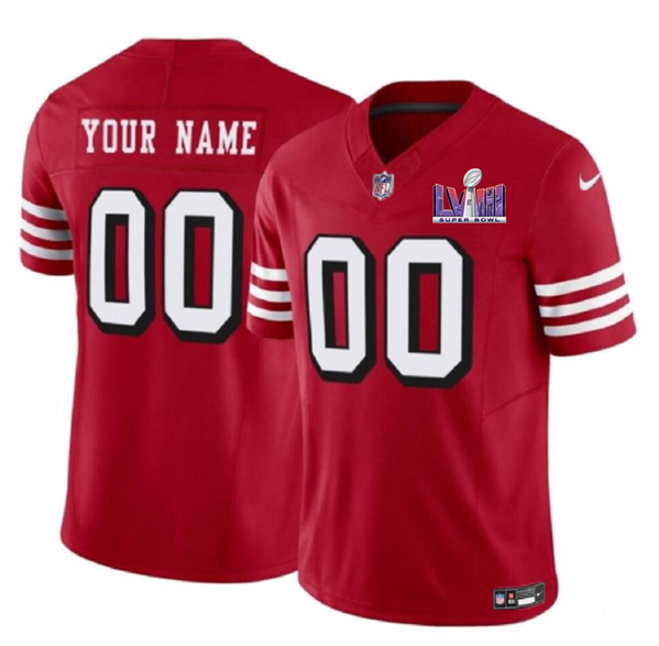 Men's San Francisco 49ers Active Player Custom New Red 2024 F.U.S.E. Super Bowl LVIII Patch Vapor Untouchable Limited Football Stitched Jersey