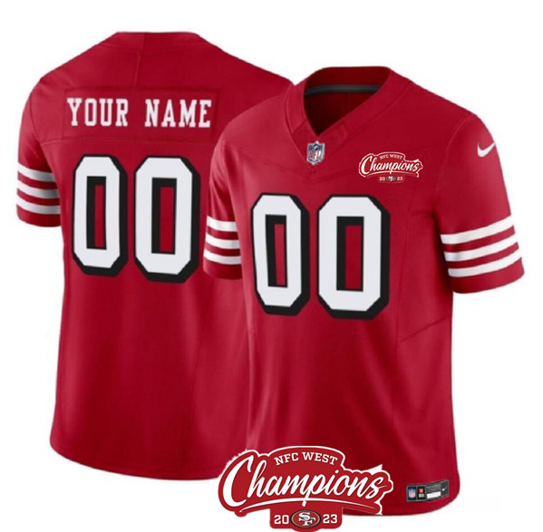 Men's San Francisco 49ers Active Player Custom Red 2023 F.U.S.E. NFC West Champions Patch Alternate Football Stitched Jersey