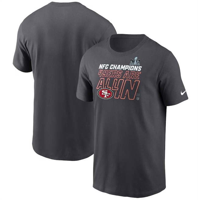 Men's San Francisco 49ers Anthracite 2023 NFC Champions Locker Room Trophy Collection T-Shirt