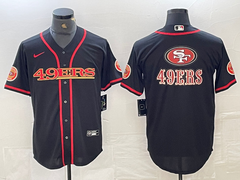 Men's San Francisco 49ers Big Logo Black Red Cool Base Stitched 2023 Baseball Jersey